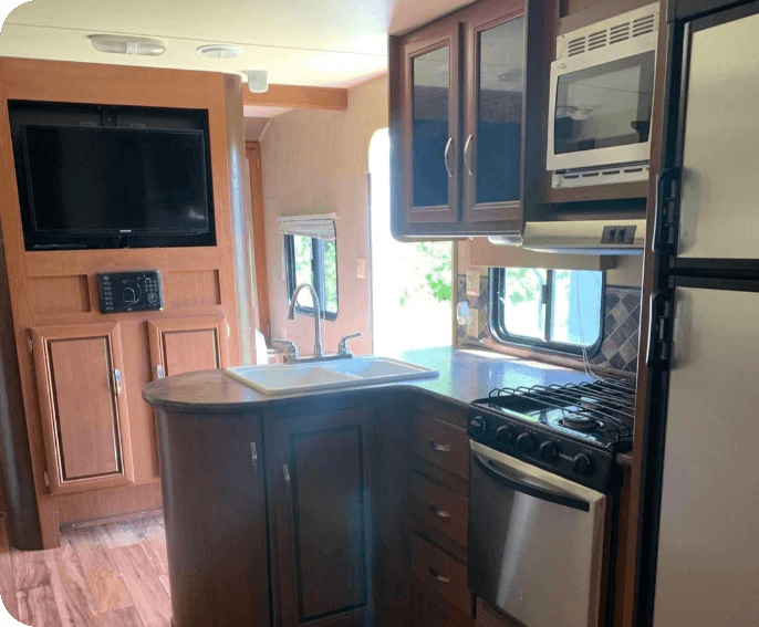 Rent Family RV travel trailer at mabel lake resort